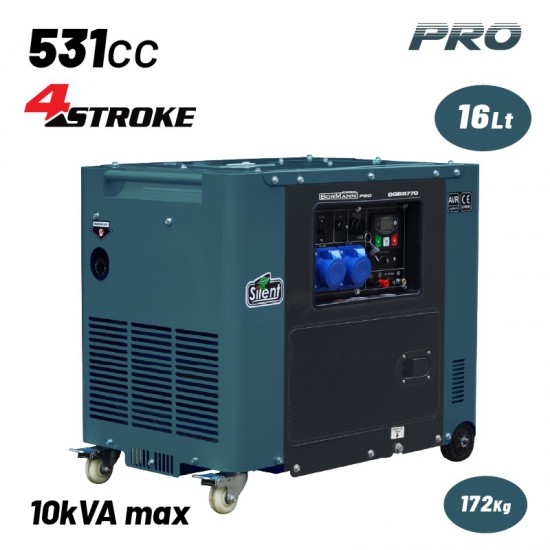 BORMANN Pro BGB9970 Γεννήτρια Πετρελαίου Συνεχ. Απόδοση 6500W,531cc,Μίζα,Μπαταρία,AVR,Τροχοί (086031)