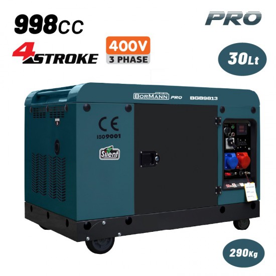 BORMANN Pro BGB9813 Γεννήτρια Πετρελαίου Τριφασική, Συνεχ. Απόδοση 12000W,998cc,Μίζα,Μπαταρίας,AVR (086062)
