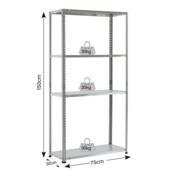ΡΑΦΙΕΡΑ ΜΕΤΑΛΛΙΚΗ ΓΑΛΒΑΝΙΖΕ 75x30x150 30kg 4 ΡΑΦΙΑ BULLE (610413)
