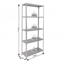 ΡΑΦΙΕΡΑ ΜΕΤΑΛΛΙΚΗ ΓΑΛΒΑΝΙΖΕ 75x30x170 50kg 5 ΡΑΦΙΑ BULLE (610414)