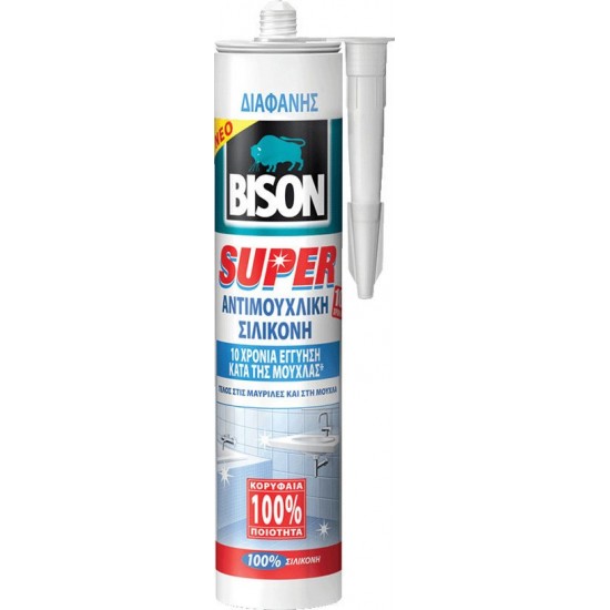 Σιλικόνη super  αντιμουχλική Διάφανη SUPER SILICONE SANITARY 280ml BISON 66948