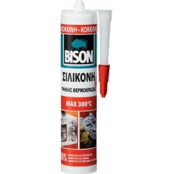 ΣΙΛΙΚΟΝΗ ΥΨΗΛΗΣ ΘΕΡΜΟΚΡΑΣΙΑΣ 300°C BISON SILICONE HIGH TEMP ΚΟΚΚΙΝΗ 280ml 66918