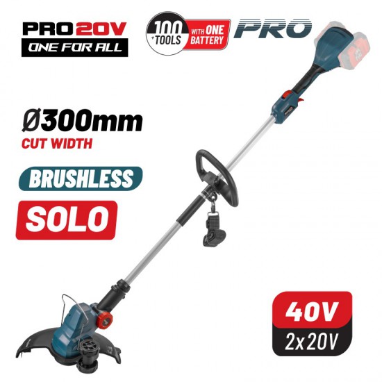 BORMANN Pro BBP4550 Θαμνοκοπτικό Μπαταρίας 40V, (2x20v), Li-Ion, 30cm Mεσινέζα, SOLO (078593)