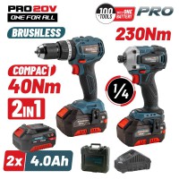 BORMANN Pro BBP5003 Σετ Δραπανοκατσάβιδο Κρουστικό Compact Brushless 20V & Παλμικό Κατσαβίδι, x2 Μπαταρίες (078661)
