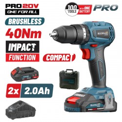 BORMANN Pro BBP5144 Σετ Δραπανοκατσάβιδο Κρουστικό Compact, Brushless 20V, 2 Ταχύτητες,2x2Ah(078968)