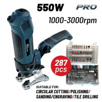 BORMANN Pro BMF5500 Πολυεργαλείο 550W, 10000-30000rpm, 287 Εξαρτήματα,Εύκαμπτος Άξονας (079088)