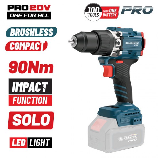 BORMANN Pro BBP5325 Δραπαν/βιδο Κρουστικό,Compact,Brushless Μπαταρίας 20V,Li-Ion,90Nm, 2 Ταχύτητες (083429)
