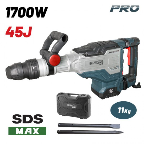 BORMANN Pro BDH3250 Κατεδαφιστικό Πιστολέτο SDS-MAX,1700W,45J,200-2100bpm & Βαλίτσα με Καλέμι-Βελόνι (083498)