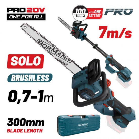 BORMANN Pro BBP3930 Κλαδευτικό Αλυσοπρίονο 20V Brushless, 0.7-1m,30cm, 1.9Kg,SOLO (083696)
