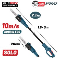 BORMANN Pro BBP4220 Τηλεσκοπικό Κονταροπρίονο Μπαταρίας 20V,Λάμα 20cm,Αυτόματη Λίπανση,Βαλίτσα, SOLO (083702)