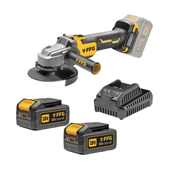 ΓΩΝΙΑΚΟΣ ΤΡΟΧΟΣ ΜΠΑΤΑΡΙΑΣ AG 125 18V PRO 2x5,0Ah F.F.GROUP (D00521)