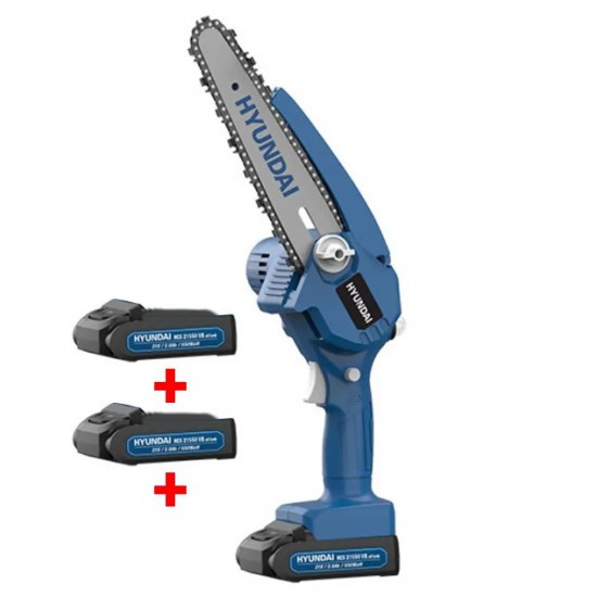 Αλυσοπρίονο Κλαδευτικό Μπαταρίας HYUNDAI HCS21550VB με 2 Μπαταρίες 21V 2000mAh και OIL TANK (77003-01)