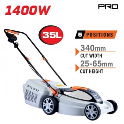 NAKAYAMA Pro EM3410 Χλοοκοπτική Ηλεκτρική 1400W, κοπή 34cm, κάδος 35Lt, κεντρική ρύθμιση 5 θέσεων (032342)