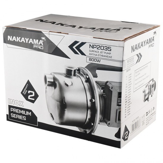 NAKAYAMA Pro NP2035 Αντλία Επιφανείας Inox Αυτόματης Αναρρόφησης,800W (034636)