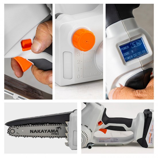 NAKAYAMA Pro EC1600 Κλαδευτικό Αλυσοπρίονο Μπαταρίας 21V, Brushless, Li-Ion, Λάμα 20cm, 1500gr (061694)