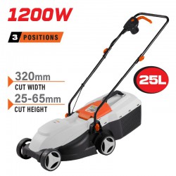 NAKAYAMA EM3220 Χλοοκοπτική Ηλεκτρική 1200W,Κοπή 32cm,Κάδος 25L, Ύψος Κοπής: 3 Θέσεων (25-65mm) (066361)