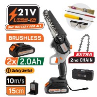 NAKAYAMA EC1100 Κλαδ Αλυσοπρίονο Μπατ 20V, Brushless,Λάμα 15cm,1kg,1/4'' 1,1mm 37Links,10m/s,2x2Ah (074991)