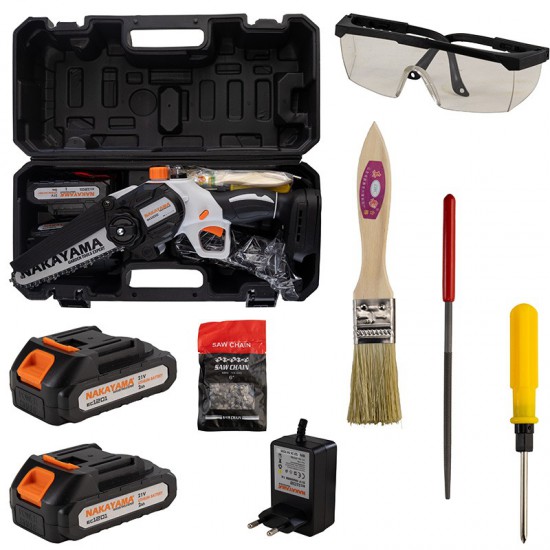 NAKAYAMA EC1100 Κλαδ Αλυσοπρίονο Μπατ 20V, Brushless,Λάμα 15cm,1kg,1/4'' 1,1mm 37Links,10m/s,2x2Ah (074991)