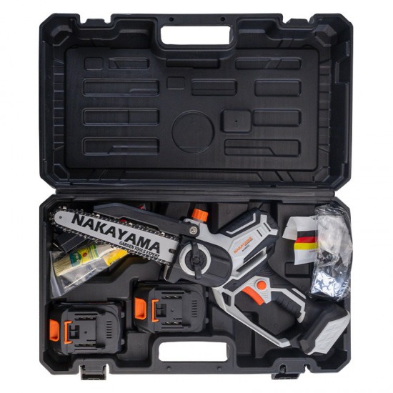 NAKAYAMA EC1200 Κλαδ Αλυσοπρίονο Μπατ 20V, Brushless,Λάμα 20cm, 1,3kg, 1/4"1.1mm,46Links,10m/s, 2x2A (075004)