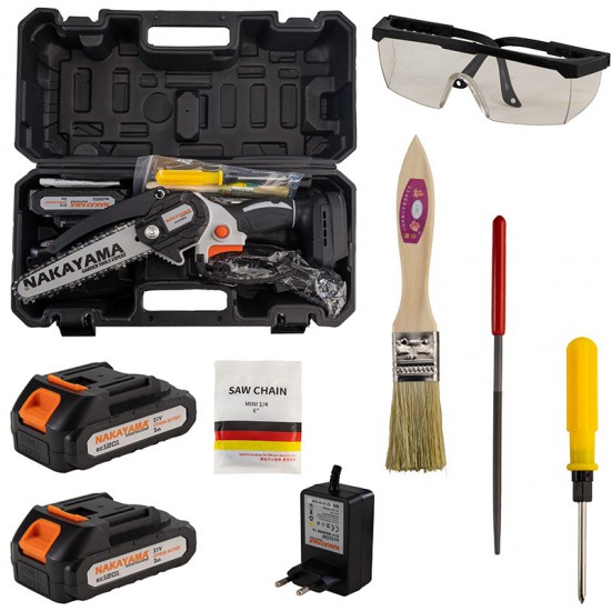 NAKAYAMA EC1050 Κλαδ Αλυσοπρίονο Μπατ 21V, Brushless, Λάμα 15cm, 825gr, 1/4"1.1m 37οδ,11m/s,2x2ah (075028)