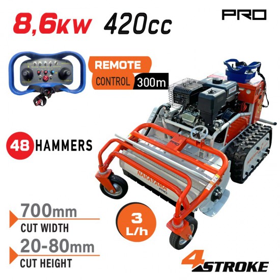 NAKAYAMA Pro PB9700 Καταστροφέας Τηλεκατευθυνόμενος Βενζινοκίνητος 8.6Kw με 48 Σφυριά & Ερπύστριες (079859)