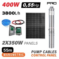 NAKAYAMA Pro NP2220 Αντλία Νερού με Φωτοβολταικό 48W,400W, Mέγιστο Μανομετρικό 55m,Σετ 2 Πάνελ 700W (080053)