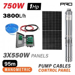 NAKAYAMA Pro NP2230 Αντλία Νερού με Φωτοβολταικό 96V,750W,Μέγιστο Μανομετρικό 95m,Σετ 3 Πάνελ 1650W (080107)