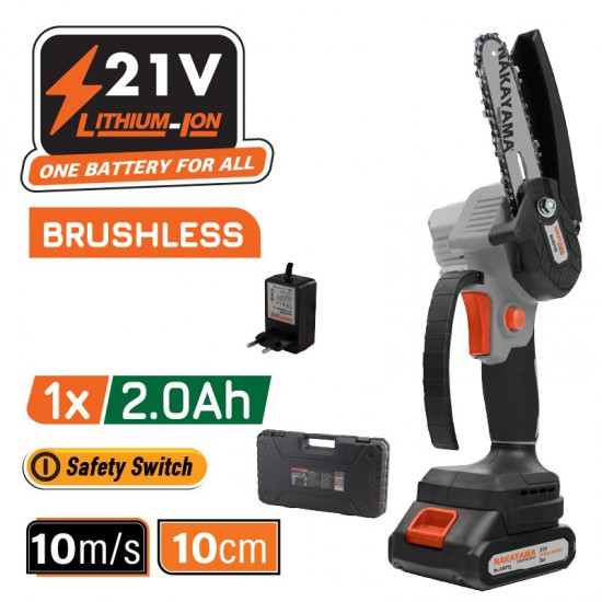 NAKAYAMA EC1040 Κλαδ Αλυσοπρίονο Μπαταρίας 20V,Brushless, Λάμα 10cm, 825gr,1/4"1.1mm 28οδ.11m,1x2ah (082453)