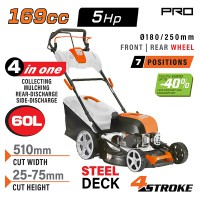 NAKAYAMA Pro PM5510 Χλοοκοπτική Βενζίνης Αυτοκινούμενη,169cc, Πλάτος Κοπής 51cm, Κάδος 60L (084099)