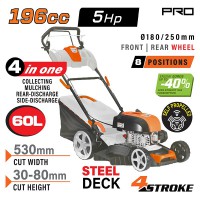 NAKAYAMA Pro PM5530 Χλοοκοπτική Βενζίνης Αυτοκινούμενη,196cc, Πλάτος Κοπής 53cm, Κάδος 60L, 4 σε 1 (084105)