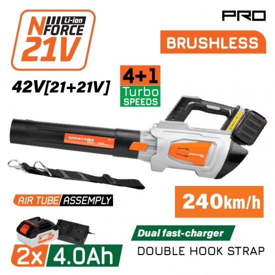 NAKAYAMA Pro EC1719X44 Φυσητήρας Brushless Mπαταρίας 42V,Li-Ion,2x4.0Ah,240km/h (085331)