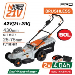 NAKAYAMA Pro EC1726X44 Μηχανή Γκαζόν Μπαταρίας Brushless 42V,Li-Ion,2x4Ah,4A,Κοπή 43cm (085393)