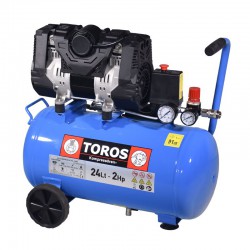 ΑΕΡΟΣΥΜΠΙΕΣΤΗΣ OILFREE ΧΑΜΗΛΟΥ ΘΟΡΥΒΟΥ (SEMISILENT) 24LT/2,0HP 10 BAR TOROS (602089)