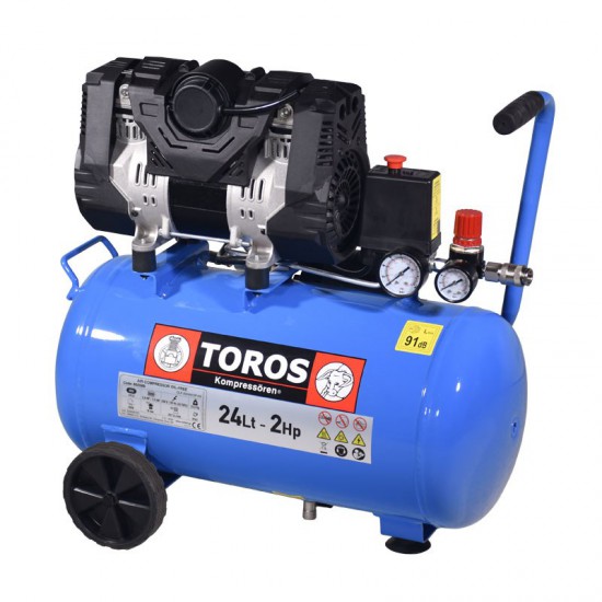 ΑΕΡΟΣΥΜΠΙΕΣΤΗΣ OILFREE ΧΑΜΗΛΟΥ ΘΟΡΥΒΟΥ (SEMISILENT) 24LT/2,0HP 10 BAR TOROS (602089)