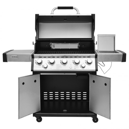 ΨΗΣΤΑΡΙΑ ΥΓΡΑΕΡΙΟΥ INOX BBQ PREMIUM LINE 5 ΕΣΤΙΕΣ , 1 ΠΛΑΪΝΟ ΜΑΤΙ KAI 1 ΚΑΥΣΤΗΡΑ INFRARED UNIMAC (661319)