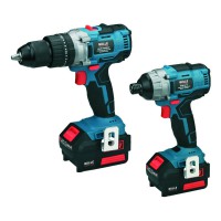 Δραπανοκατσάβιδο Λιθίου Σετ Κρουστικό BRUSHLESS + Παλμικό Κατσαβίδι Λιθίου 18V - 2x4Ah BULLE 63436