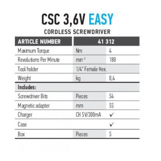 Κατσαβίδι μπαταρίας CSC 3.6V EASY Βιδολόγος 41312 FF Group