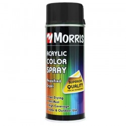 Ακρυλικό σπρέι χρώματος ακρυλικό Μαύρο Σατινέ Ral 9005 Morris 400 ml